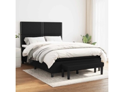 Vidaxl Cama Com Molas/colchão 140x200 Cm Tecido Preto