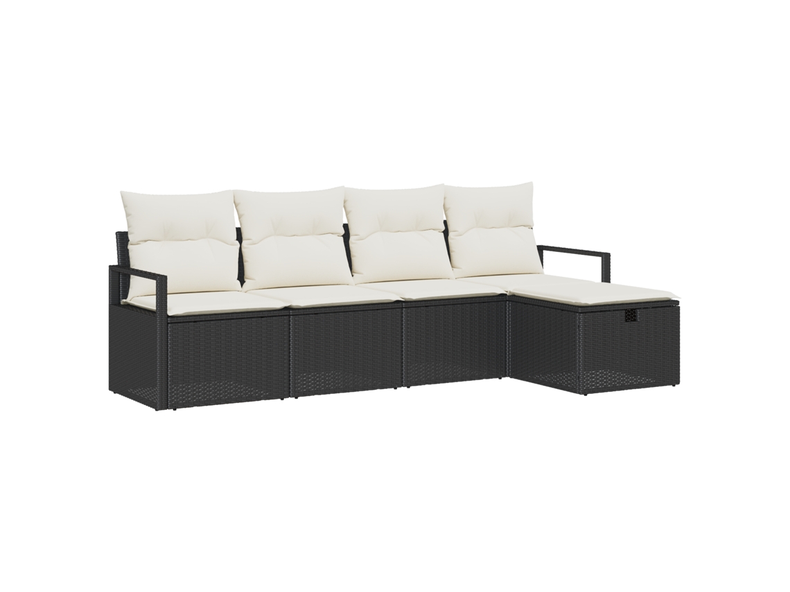 Conjunto 5 Conjunto De Sofás Para Exterior Vidaxl Preto Vime Pe (230 X 117 X 85 Cm)