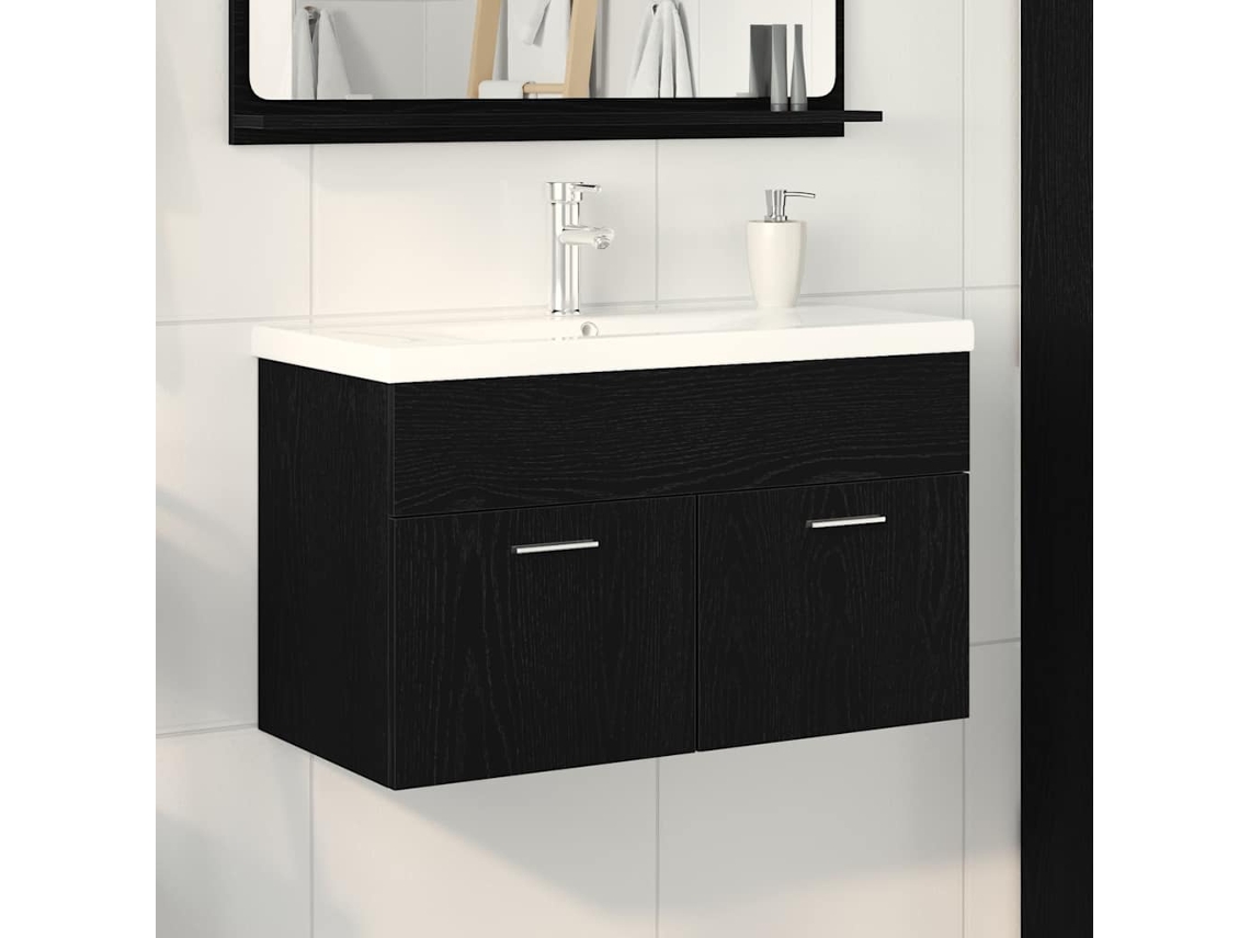 Vidaxl Armário De Banheiro Carvalho Preto 80 X 38,5 X 46 Cm