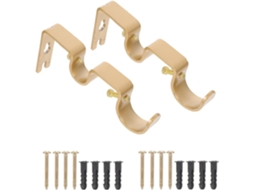Suportes De Parede Robustos Para Varão De Cortina Em Ferro, Conjunto Com 2 Unidades, Cor Dourada Que Gokoco