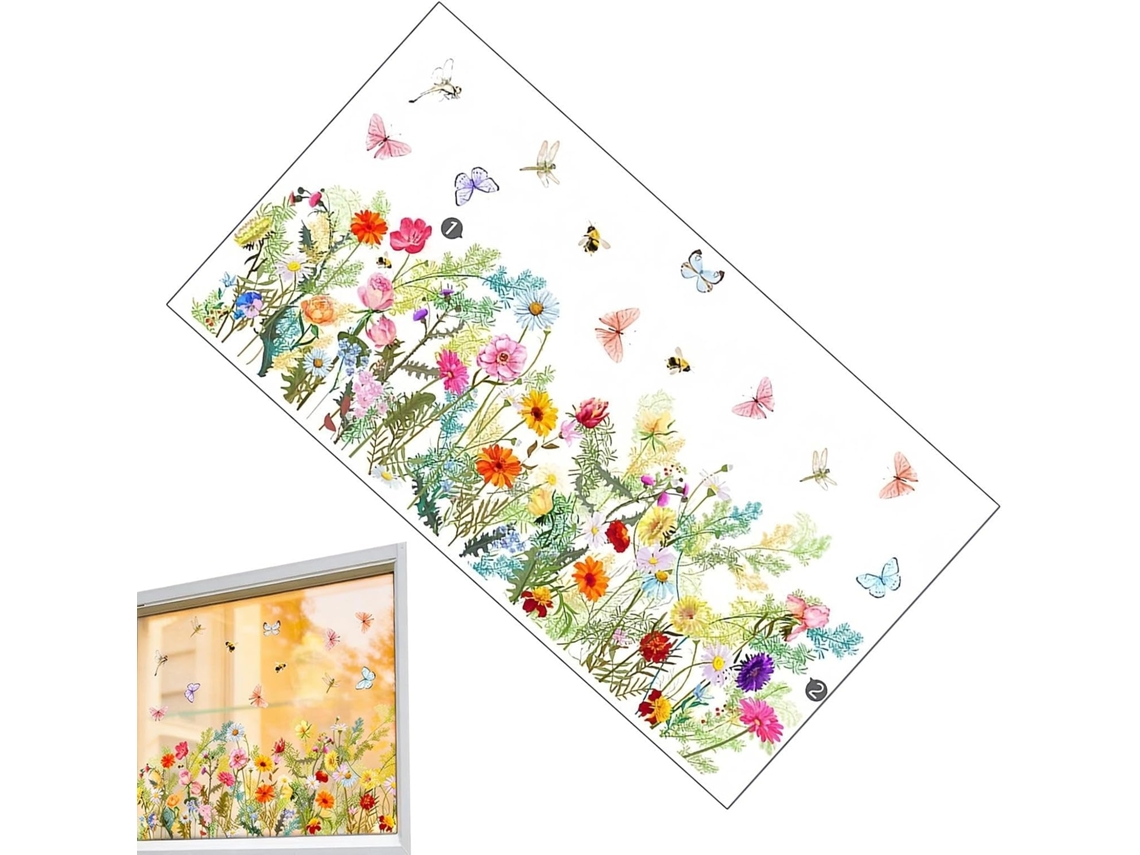 Adesivos De Janela De Primavera Com Buquê Floral Colorido |