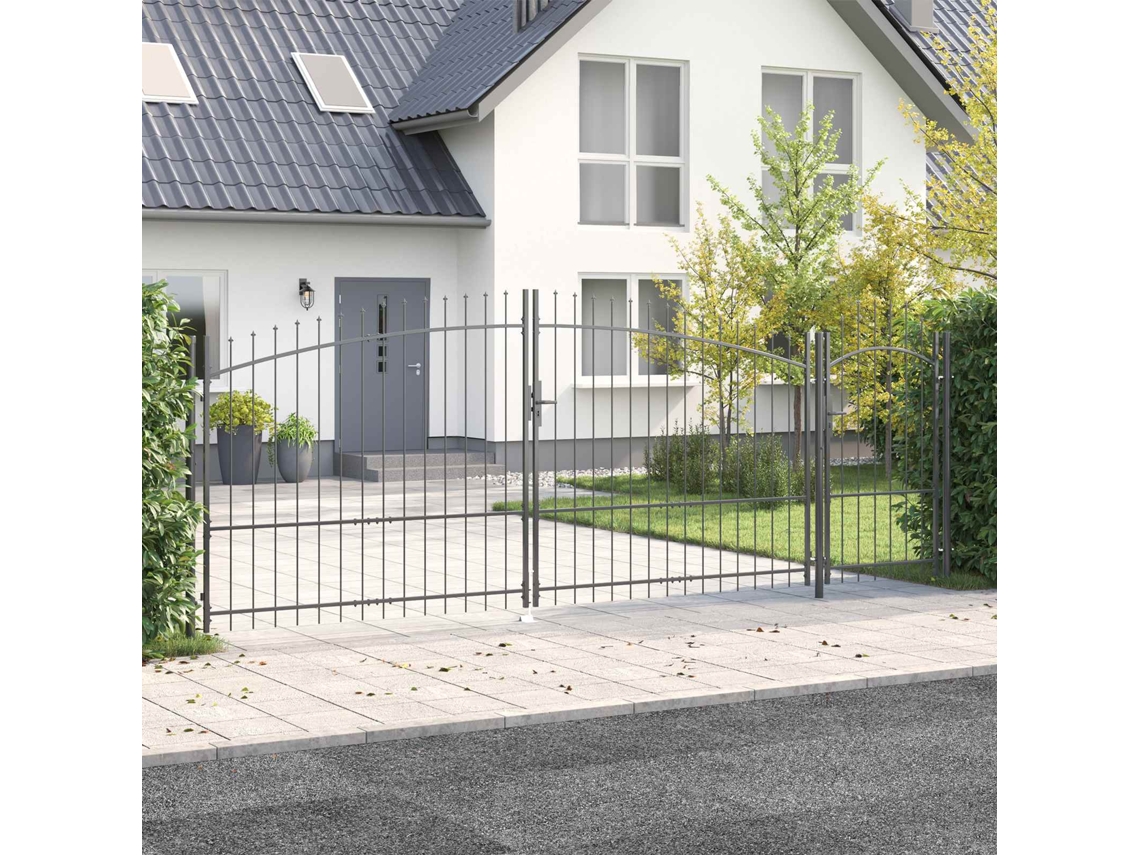 Vidaxl Portão De Jardim Woerden 175 X 500 Cm Aço Cinzeto Trancável