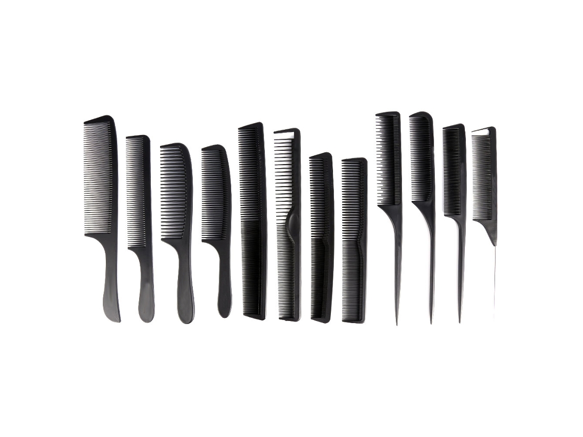 12pcs Conjunto De Pentes De Barbear Estilo Novo Em Preto Para Cabeleireiro Cortar E Estilo De Cabelo