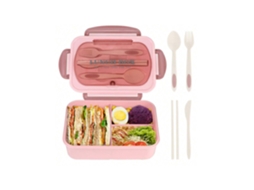 Marmita Bento para Adultos, com Quatro Compartimentos e Acompanha um Saco para Panquecas. MDUG (rosa)
