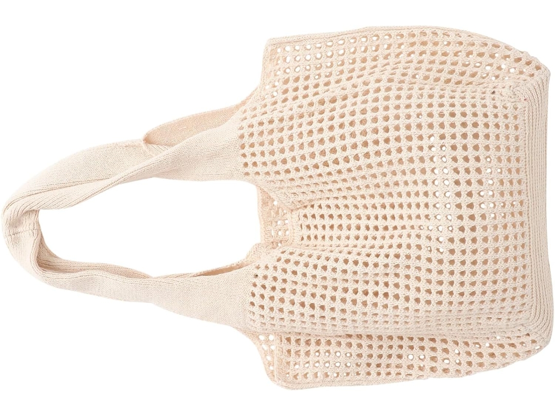 Bolsa De Praia Feminina Grande Em Malha Vazada Trançada À Mão - Estilo Versátil Para O Verão
