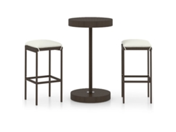 Conjunto de 3 Bar P/ Jardim com Almofadões Vime Pe Castanho MAISON EXCLUSIVE