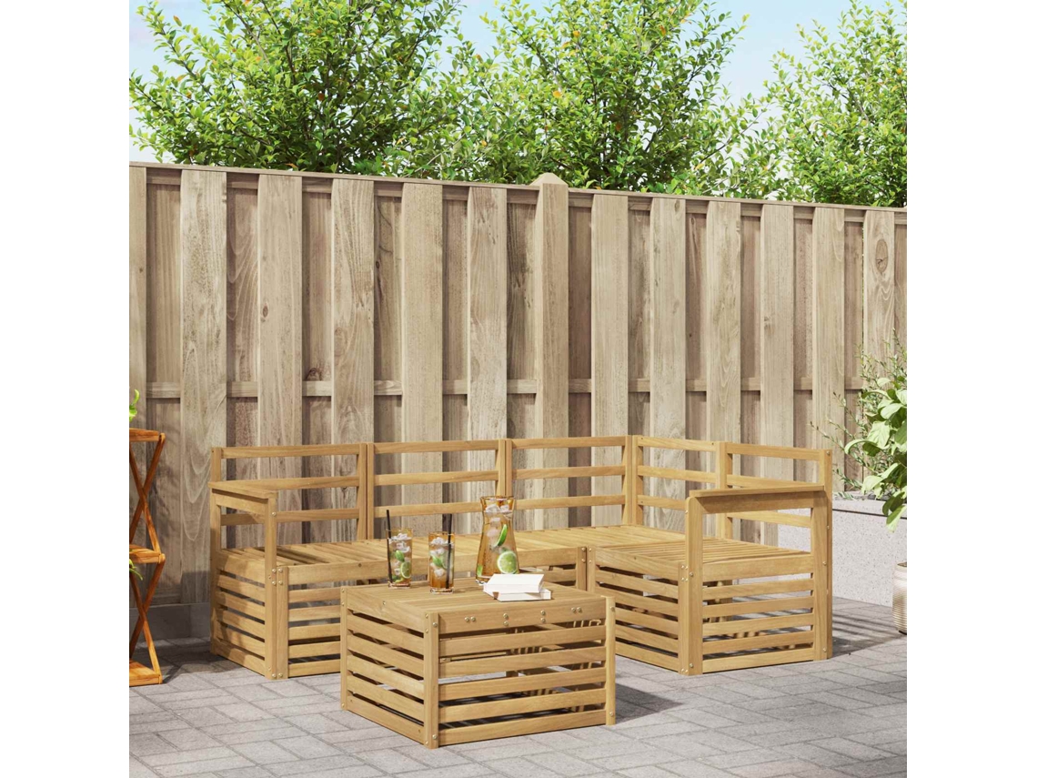Vidaxl Conjunto De Sofás Para Exterior 5 Unid. Branco