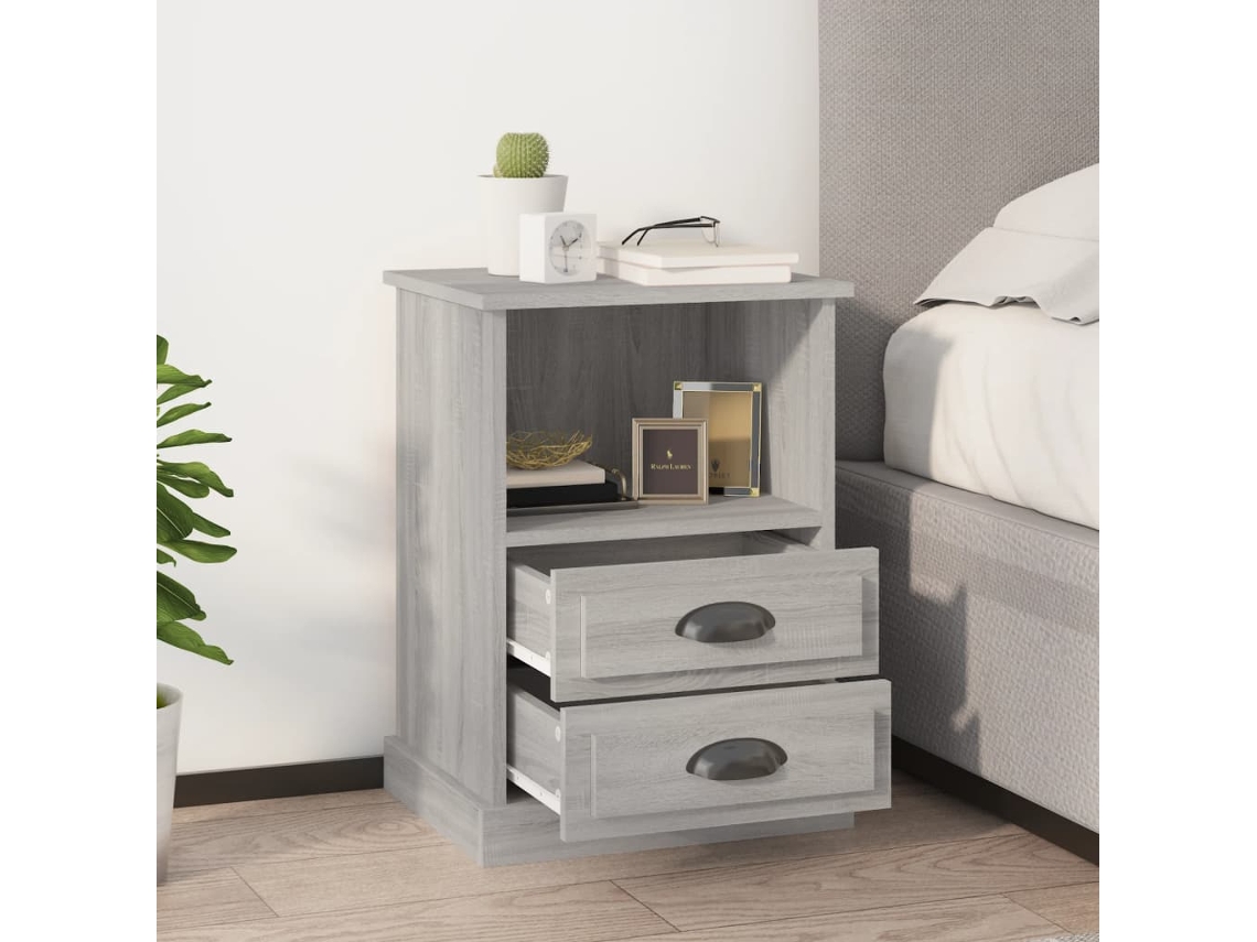 Vidaxl Mesas De Cabeceira 2 Pcs 43x36x60 Cm Cinzento Sonoma
