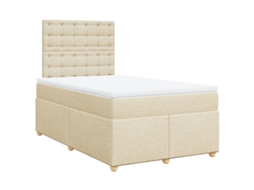 Cama Boxspring com Colchão 120x190 cm Tecido Cor Creme MAISON EXCLUSIVE