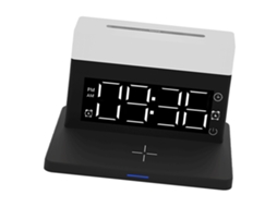 Aetheria lâmpada Relógio Alarme Carregador Sem Fio 6 em 1 15w Rápido Multifuncional para Ios Huawei Preto