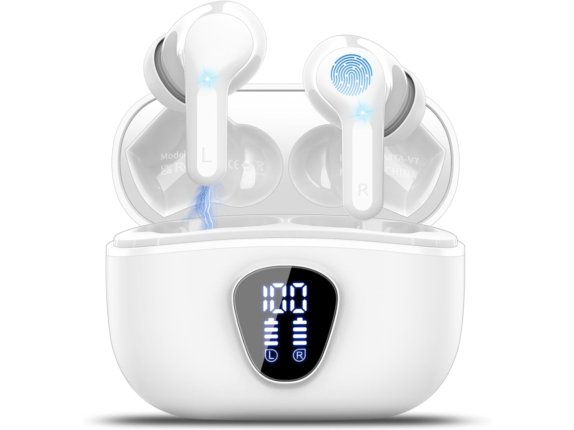 Auscultadores Bluetooth 5.3 2024 Som HiFi 40h Reprodução Led Cancelamento Ruído IP7 JIAPEI