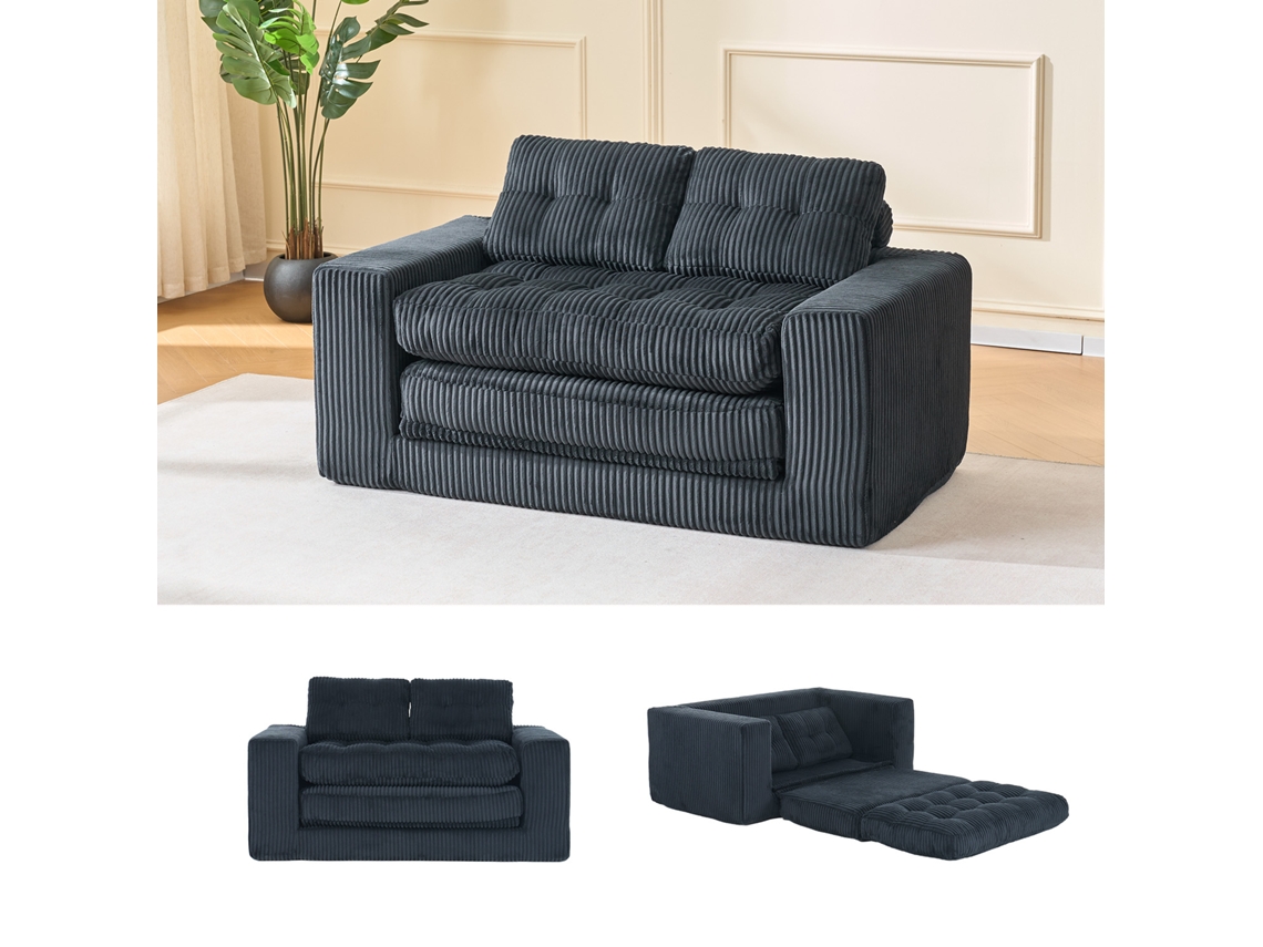 Sofá-cama 2 Lugares, Espuma Viscoelástica, Sem Montagem, Veludo. Ideal Para Quitinetes, Home Office E Quartos.