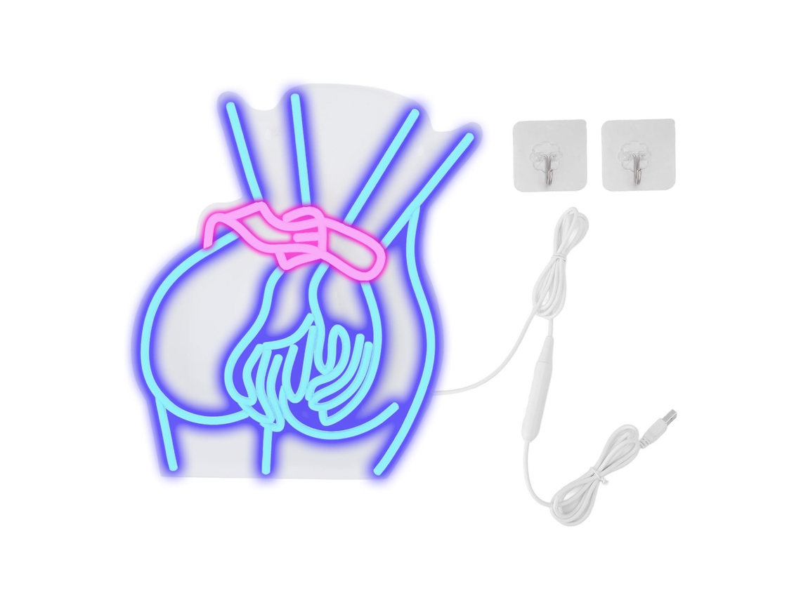 2026 cartel de Neón Lady Back Led Azul Regulable Con Usb para Decoración de Hogar Fiestas Bar Club