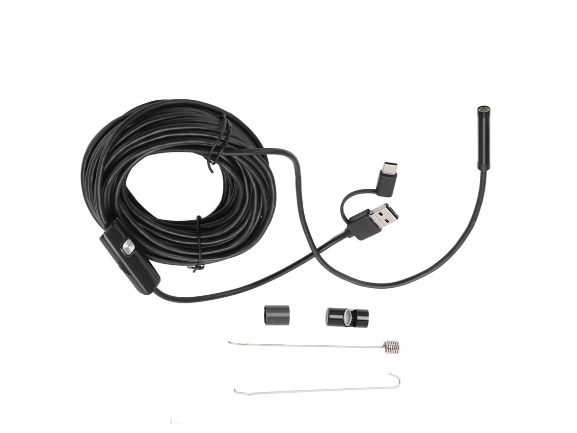 Endoscópio industrial flexível an100 7mm com 6 leds ajustáveis para android e pc | S/MARCA