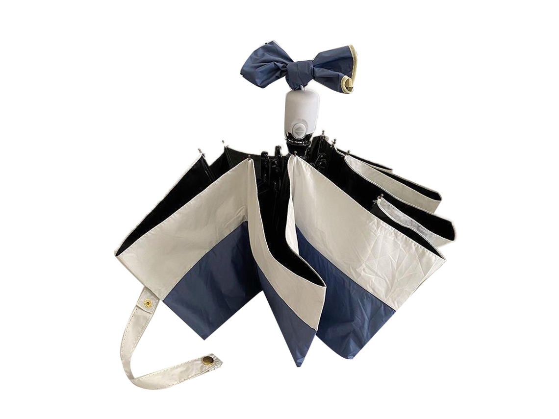 Guarda chuva Dobrável Dual Propósito UV Proof Impermeável Metal Azul Base Linha Branca Automático