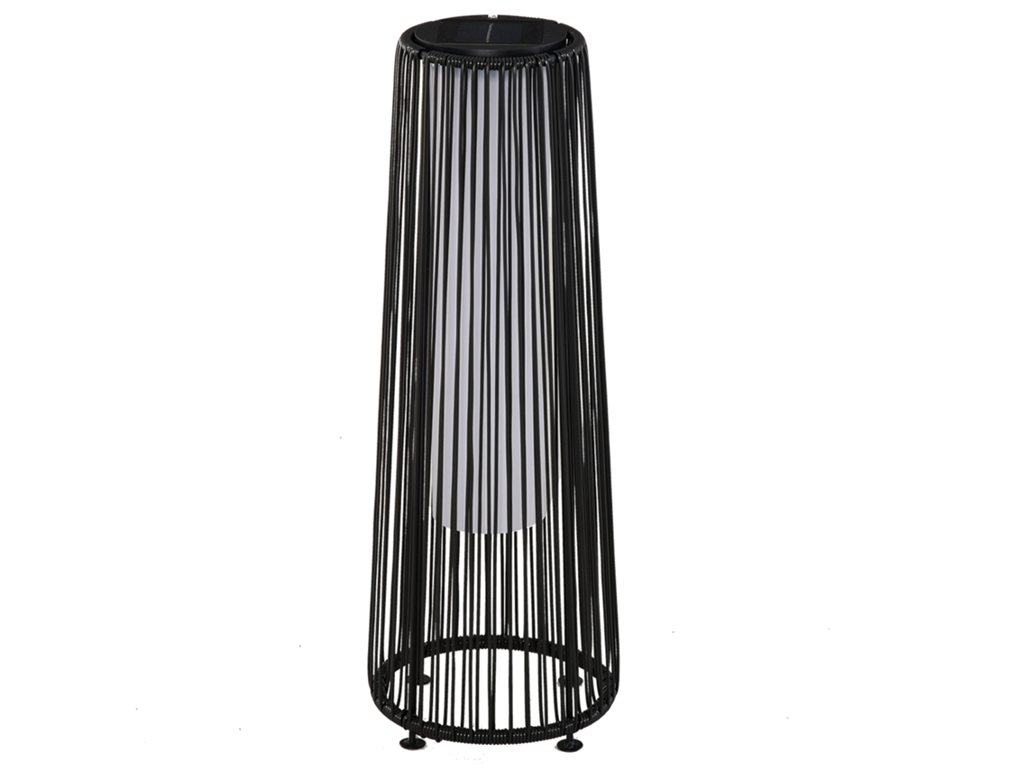 Luminária de Chão Colonial com Led, Ø 21,5x61 cm, Resina Trançada Preta CHEZMOI