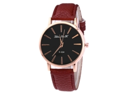 Relógio Zhoulianfa F334-ma-11 marrom escuro unissex, modelo simples, com movimento de quartzo e pulseira de couro com malha.