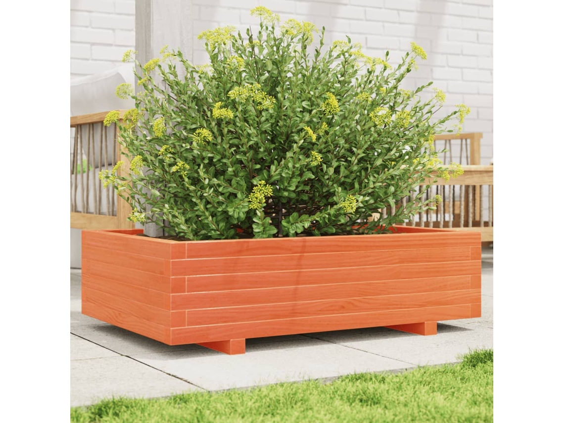 Vidaxl Vaso/floreira De Jardim 90x60x26,5 Cm Pinho Maciço Castanho-mel