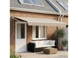 Vidaxl Toldo Retrátil Cinza Claro E Branco 4 × 3 M Poliéster E Metal