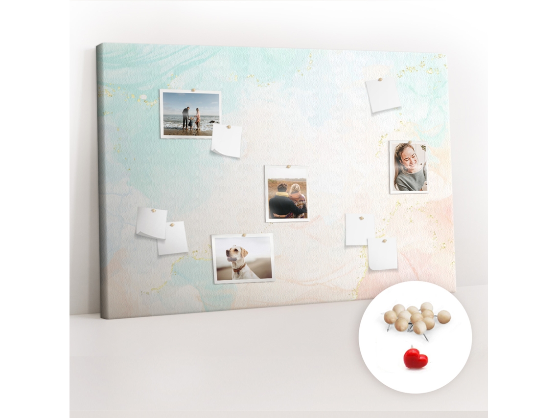 Painel De Cortiça Para Parede Mármore Em Aquarela Para O Corredor Espelharte (120x80 Cm)