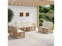 Vidaxl Conjunto De Sofás Para Exterior 7 Unid. Natural E Branco Creme