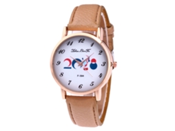 Relógio de Casal Fashionado Pulseira de Couro Grão de Lichia Analógico Quartz (bege)