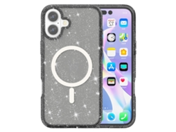 Capa Para Iphone 17 Magsafe Híbrida Com Glitter Preta