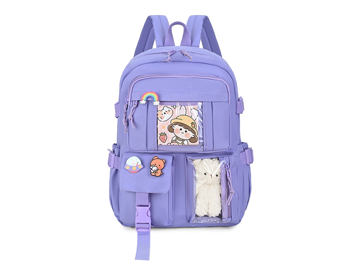 Mochila Fofa E Estética Kawaii Para Meninas Adolescentes ideal Para Alunos Do Ensino Básico E Secundário, Viagens. Roxo Hexinyigjly