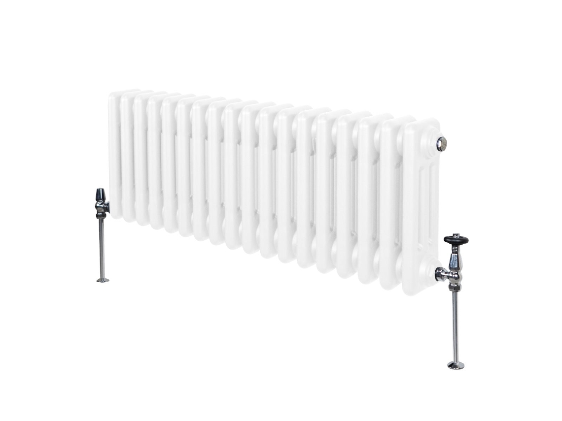 Radiador Horizontal Tradicional De 3 Colunas Em Branco, Aço Carbono 1.5mm, Potência 2501 Btu, Dimensões 300x832 Mm,