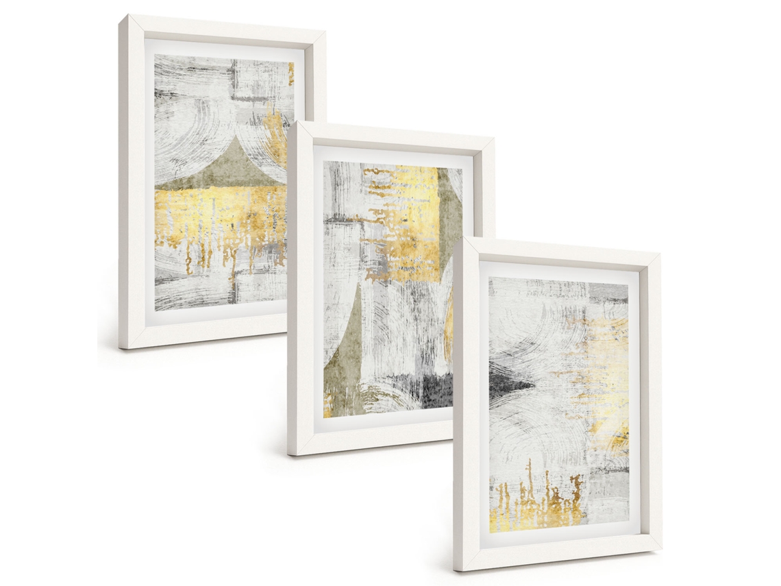 Composição De Quadros Padrões Abstratos De Pintura Moderna Espelharte (3 Peças 20x30 Cm)