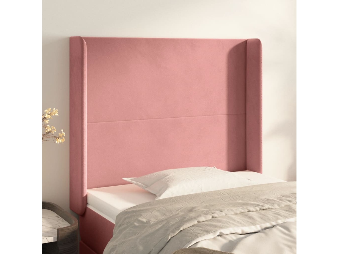 Vidaxl Cabeceira De Cama C/ Abas Veludo 83x16x118/128 Cm Rosa