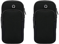 (preto), Pacote Com 2 Bolsas De Pulso Para Celular, Bolsa Esportiva, Bolsa De Corrida Com Entrada Para Fone De Ouvido E Dois Bolsos Para Corrida E Fit