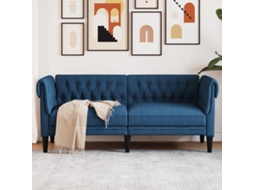 Vidaxl Sofá Chesterfield 2 Lugares Tecido Azul
