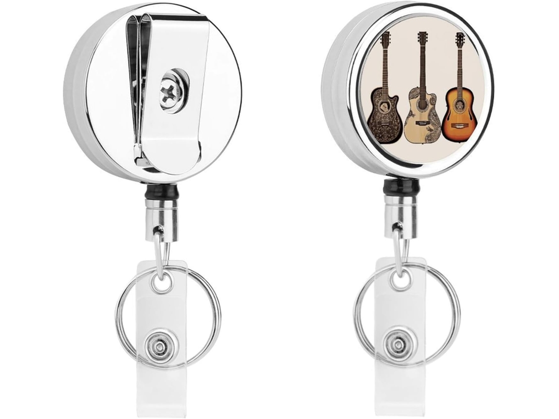 Porta Crachá Retrátil em Formato Violão, Porta Crachá Engraçado Enfermeira com Clipe, Porta Chaveiro Crachá