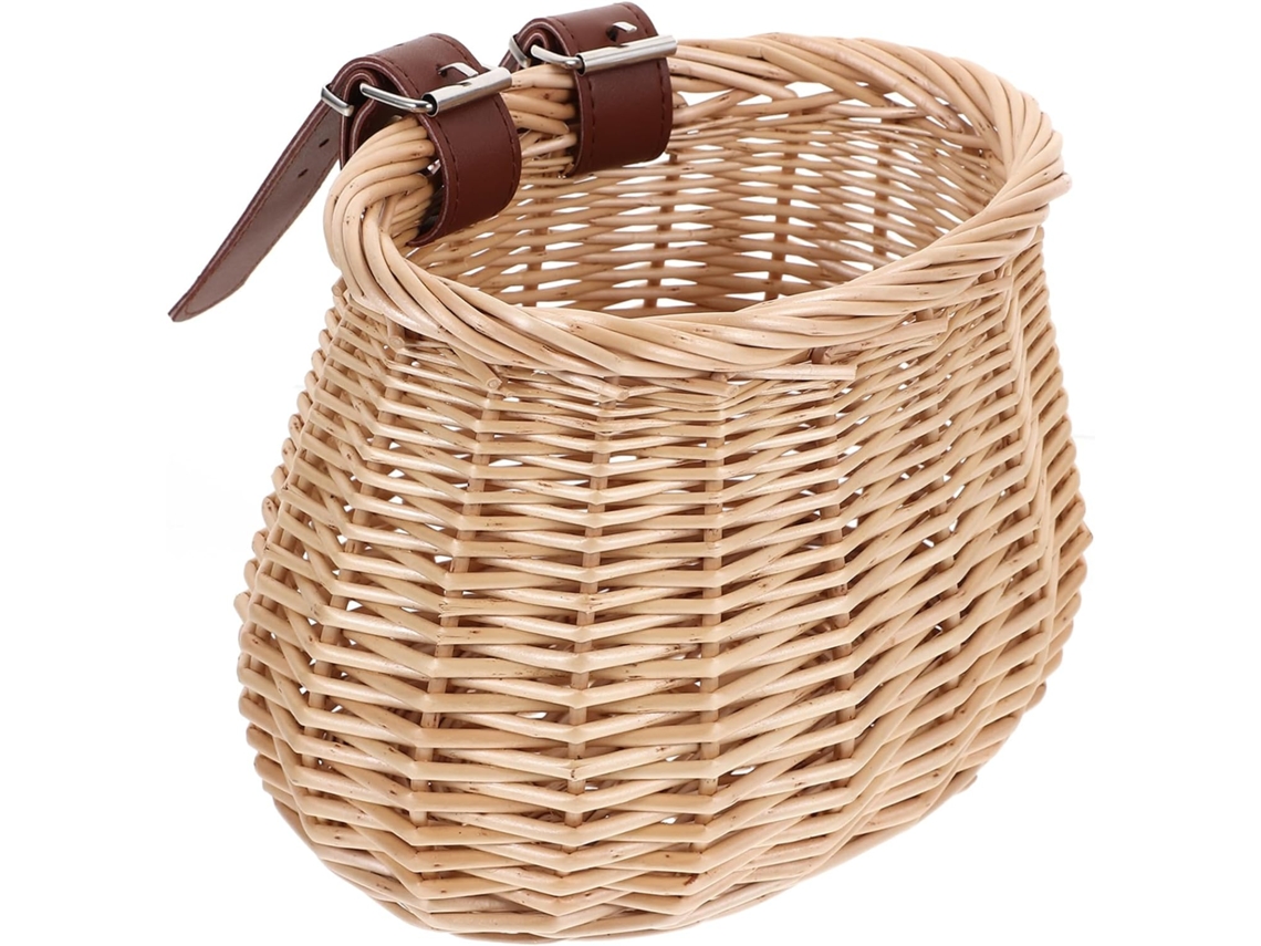 Cesta Infantil Dianteira Para Bicicleta, Rattan, Suporte Para Celular, Para Compras, Piqueniques, Deslocamentos Urbanos E Armazenamento No Guidão