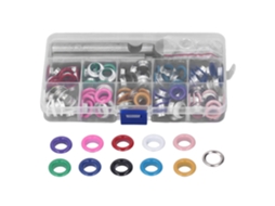 Kit Ilhós Colorido 10mm, Cobre e Ferro Com Ferramenta de Perfuração,