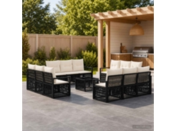 Vidaxl Conjunto De Sofá De Jardim 13 Unid. Preto Vime Pe