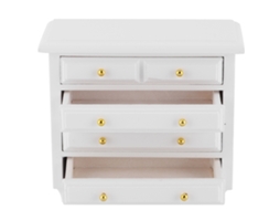 Primerox armário de Gavetas Miniatura 1:12 para Casinha de Bonecas, Móvel Decorativo de Madeira Branco