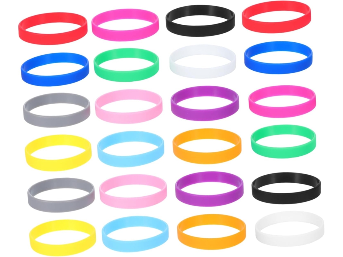 Conjunto De 24 Pulseiras Silicone Macias E Reutilizáveis Em Várias Cores Para Adultos Borracha Confortáveis Festas