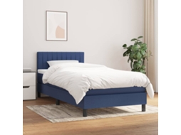 Vidaxl Cama Com Molas/colchão 80x200 Cm Tecido Azul
