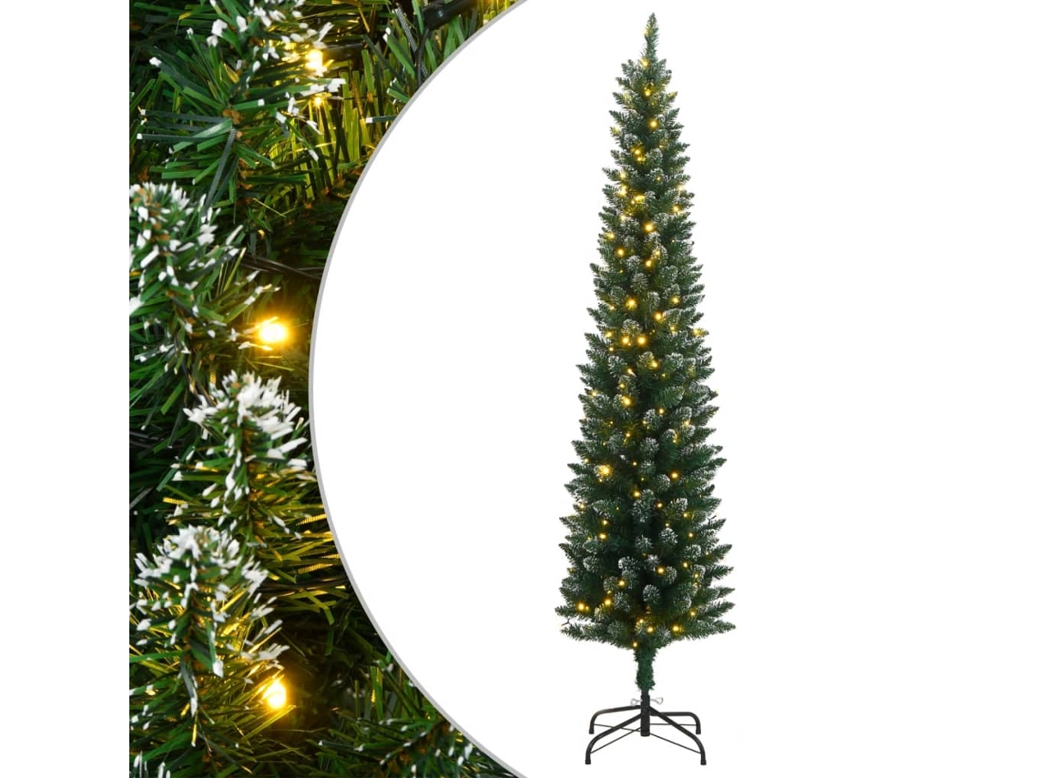 Vidaxl Árvore De Natal Artificial Fina Com 300 Luzes Led 180 Cm