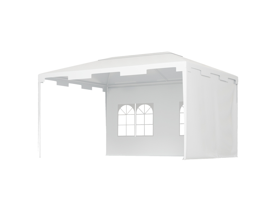 Tenda De Jardim 395x295x255 Cm De Exterior Com 2 Paredes Laterais 2 Janelas Anti-uv Para Pátio Varanda Branco