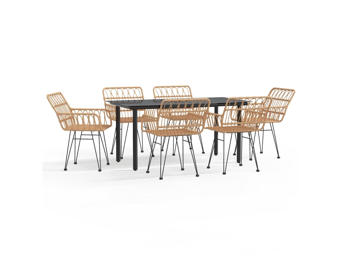Garden Dining Set, Garden Dining Sets Vidaxl Marrom Rattan / Vime (160 Cm Table Length)