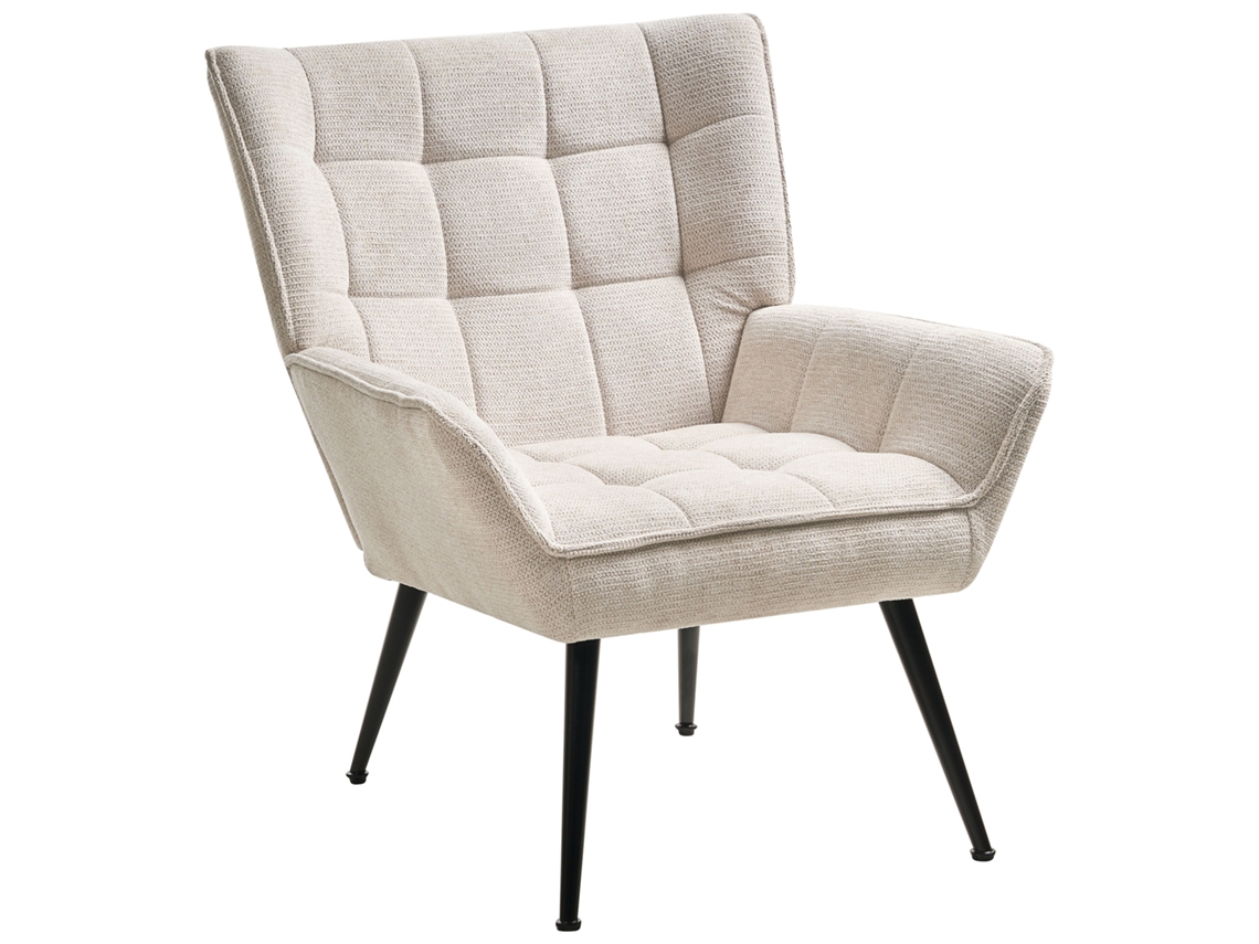 Poltrona BELIANI Bellingmo de Tecido Creme Claro 75x60x85