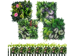 Painéis de Parede com Plantas Artificiais, Cerca Artificial para Privacidade, Decoração de Fundo, 24 X 24 Cm, Painéis CHABERLU