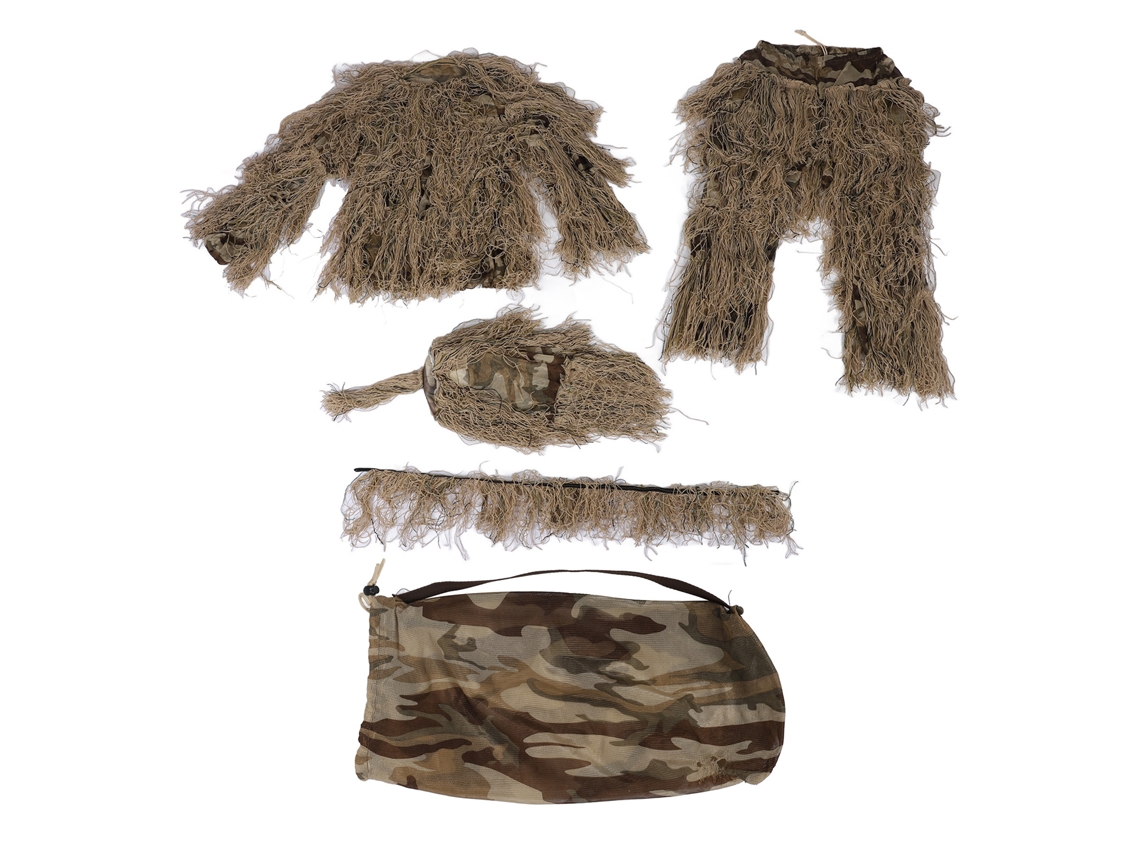 Traje de caça camuflado 5 em 1, com jaqueta, calças, capuz e bolsa, unissex