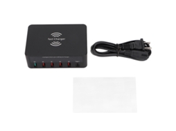 Aetheria estação de Carregamento Usb 50w 6 Portas Qc3.0 Hub com Carregamento Sem Fio e Tela Lcd