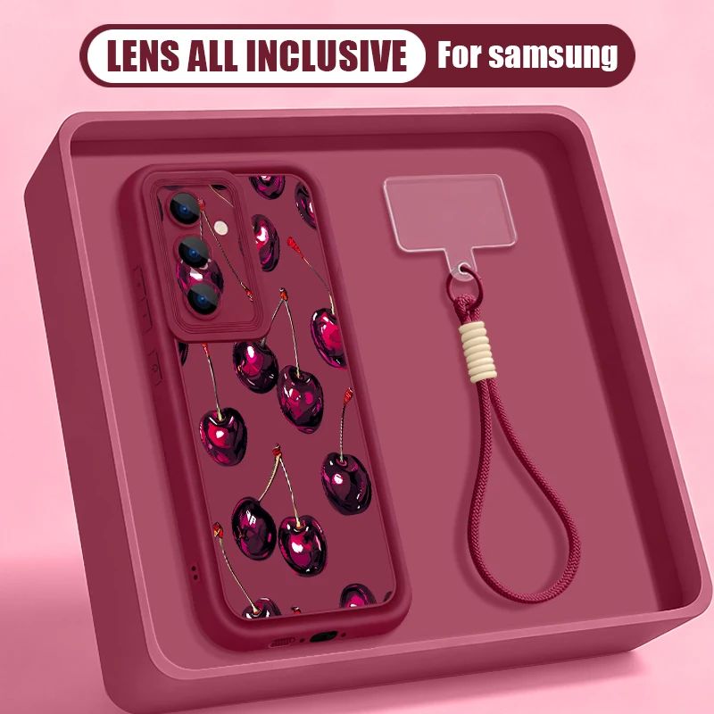 Capa Para Celular Galaxy S23 Ultra Com Estampa De Cereja (vermelho Vinho)