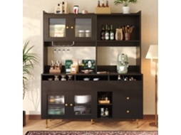 Buffet Alto Moderno Em Mdf Arrumação Em Vários Níveis Preto Estilo