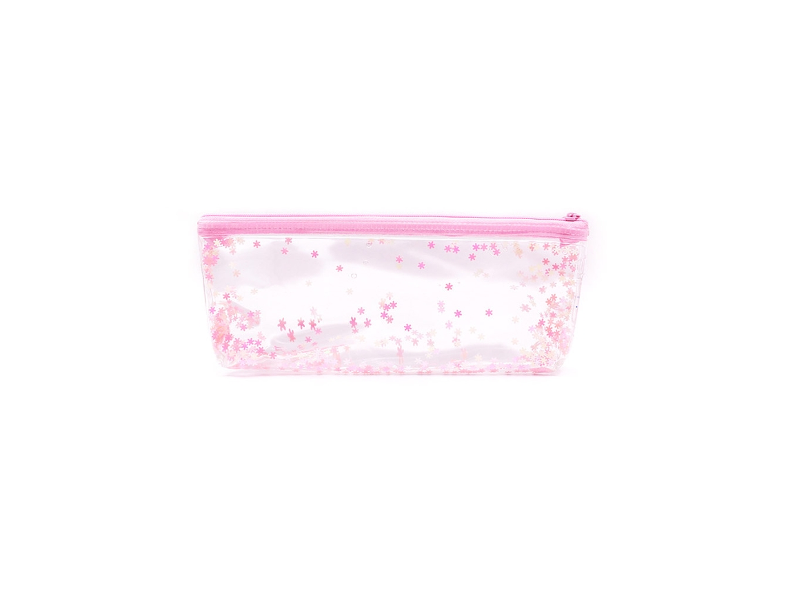 KOFIHETY Bolsa De Canetas Com Grande Capacidade, Portátil E Leve, Estilo Moderno Com Zíper, Estampa De Flocos De Neve Rosa